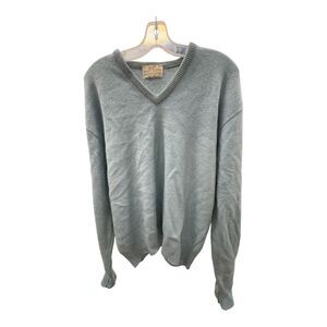 Vintage LORD JEFF V-Neck Sweater Men's XL Blue Wool Blend